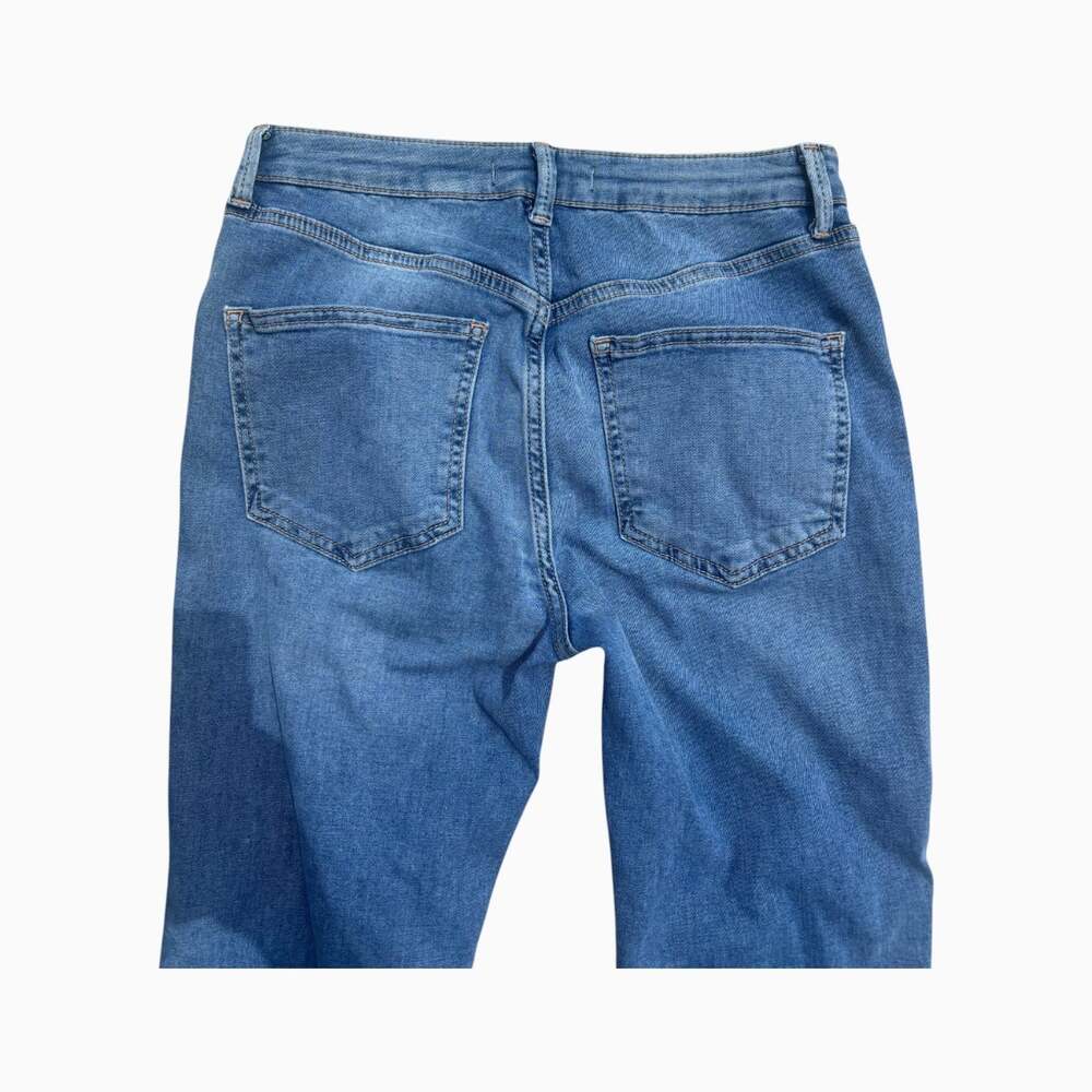 Free People We the Free Flare Jeans Front Pintuck Seam Blue Size 26 Mid Rise - Picture 11 of 16